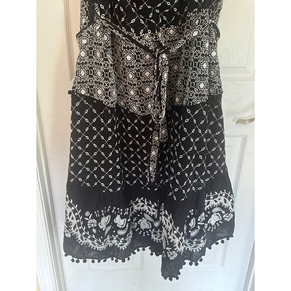 Anthropologie Off The shoulder Marisol Black White Maxi Dress Ruffle 2W4 NWT - Picture 3 of 10